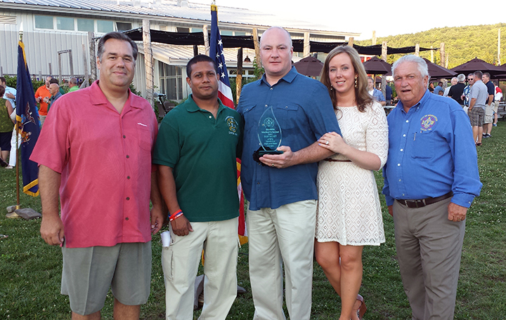 President Michael McManus, Secretary/Treasurer Sam Fresina, Yonkers Secretary Greg DeSousa with Union Man of the Year Yonkers President Barry McGoey and his wife Erin.