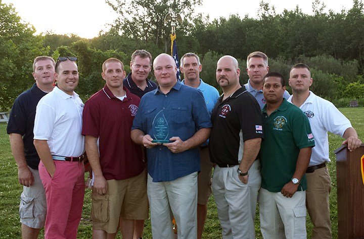 Union Man of the Year Yonkers President Barry McGoey with Yonkers IAFF Local 628 contingent.